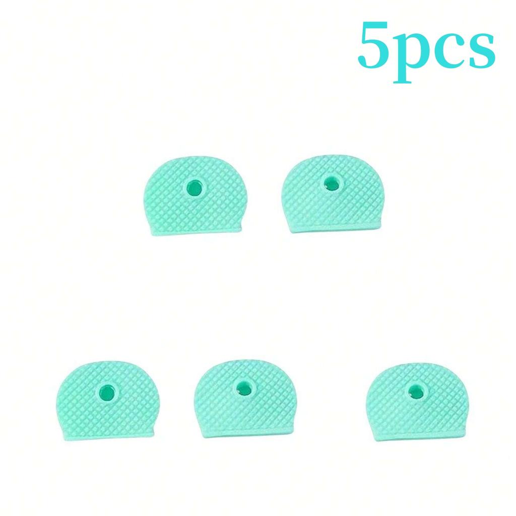 2/5 st färgade nyckelhattar PVC mjuka nyckelskydd elastiska nyckelidentifieringsskydd organizer ihålig ljuddämpare nyckeltopptillbehör