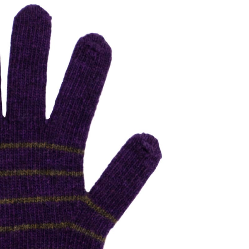 KOOKEESEE Fingerhole Wool Stripe Knit Gloves (Purple/Black)