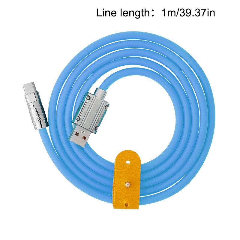 

6A 120W Fast Charging Data Cable 1M 2M Silicone Thick With Light Mobile Phone Fast Charging Cable