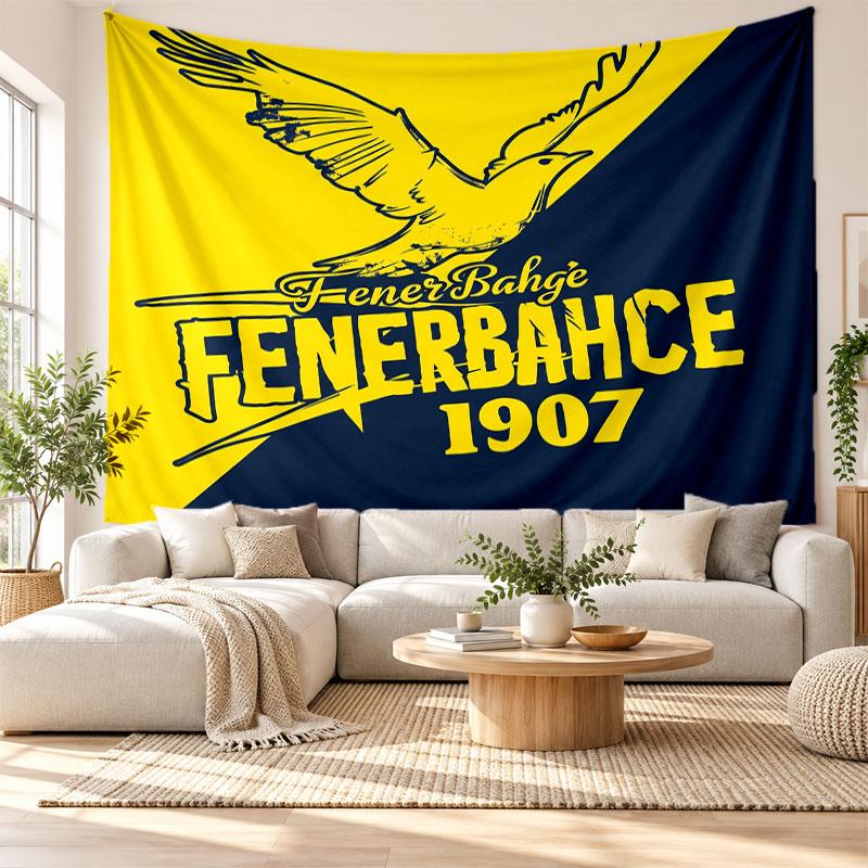 Fenerbahçe FC Wandteppich, Wandbehang aus weichem Stoff, Dekorative Kulisse für Schlafzimmer Heimwandkunst