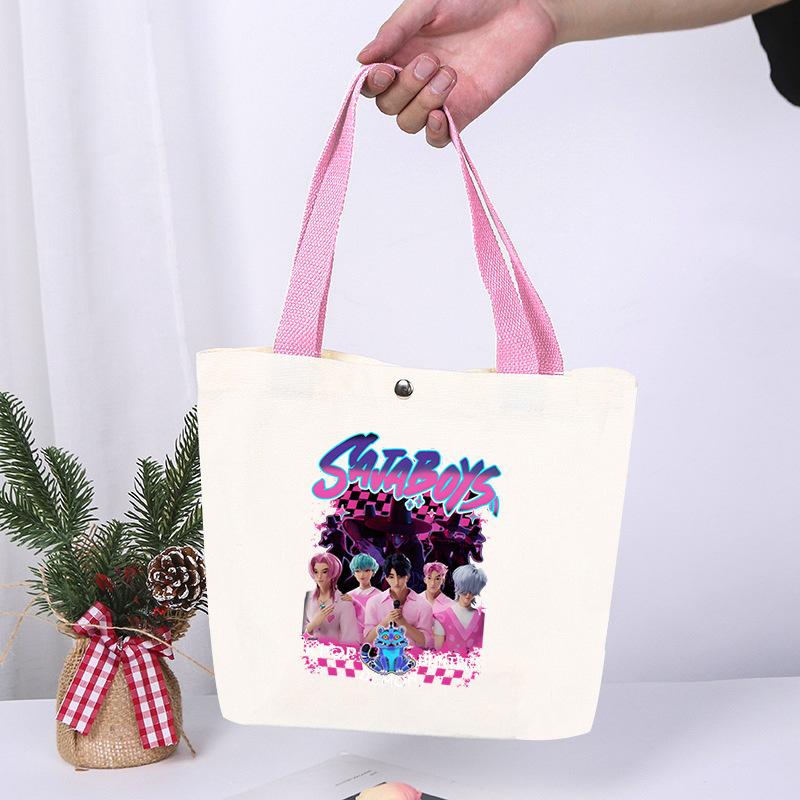 Anime Cartoon Print Student Commuting Trend Handbag Casual Lightweight Canvas Shoulder Bag