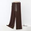 Women's Plus Size Wide-Leg Drawstring Pants with Pockets - Casual Spring/Summer Elastic Waist Trousers