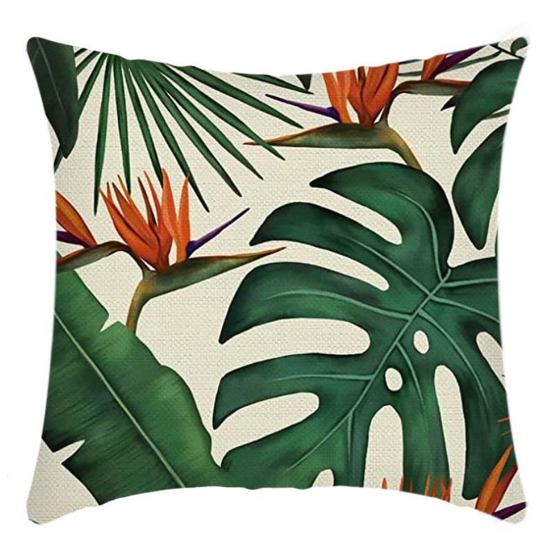 New Tropical Plant Leaves Rainforest Linen Cushion Pillow Cover
