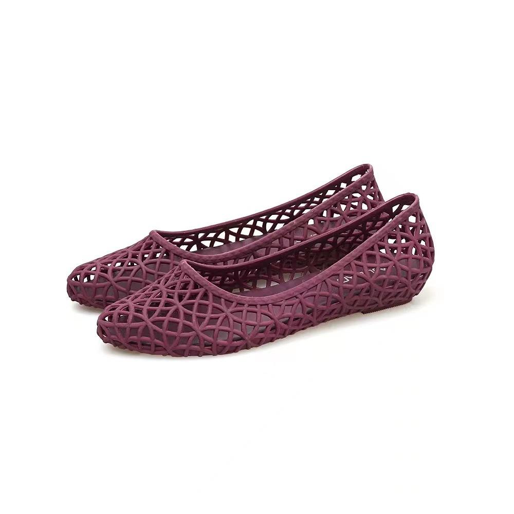 Summer Women's Plastic Jelly Sandals Flat Bottom Anti Slip Work Shoes Hollow Hole Anti Slip Beach Shoes
