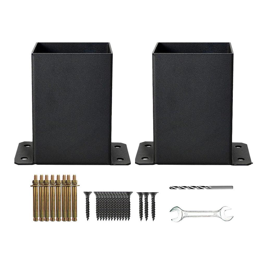 Post Base Bracket Kit Solid Steel for Wood or Concrete Floors Versatile 2Pcs