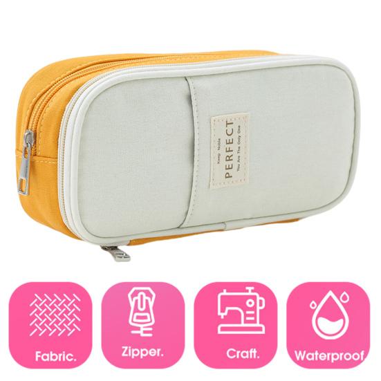 

Yousheng Large Capacity Pencil Case Patchwork Color Zipper Closure Pen Bag Pen Eraser Holder Office Home Stationery Bag Multi-Purpose Organizer