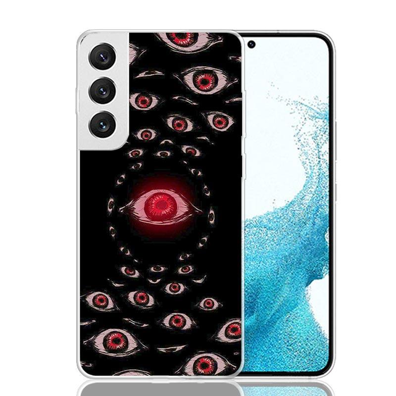 Scary Face Eyes Phone Case For Samsung Galaxy S26 Ultra S23 S24 S25 Edge S20 FE S21 S22 Plus Soft Print Shell Cover Fundas Galax