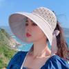 Sommermode Pferdeschwanz Sonnenhüte für Frauen Bowknot Strohhut Breite Krempe Leere Oberseite Eimer Hut Weibliche Aushöhlen Panama Caps