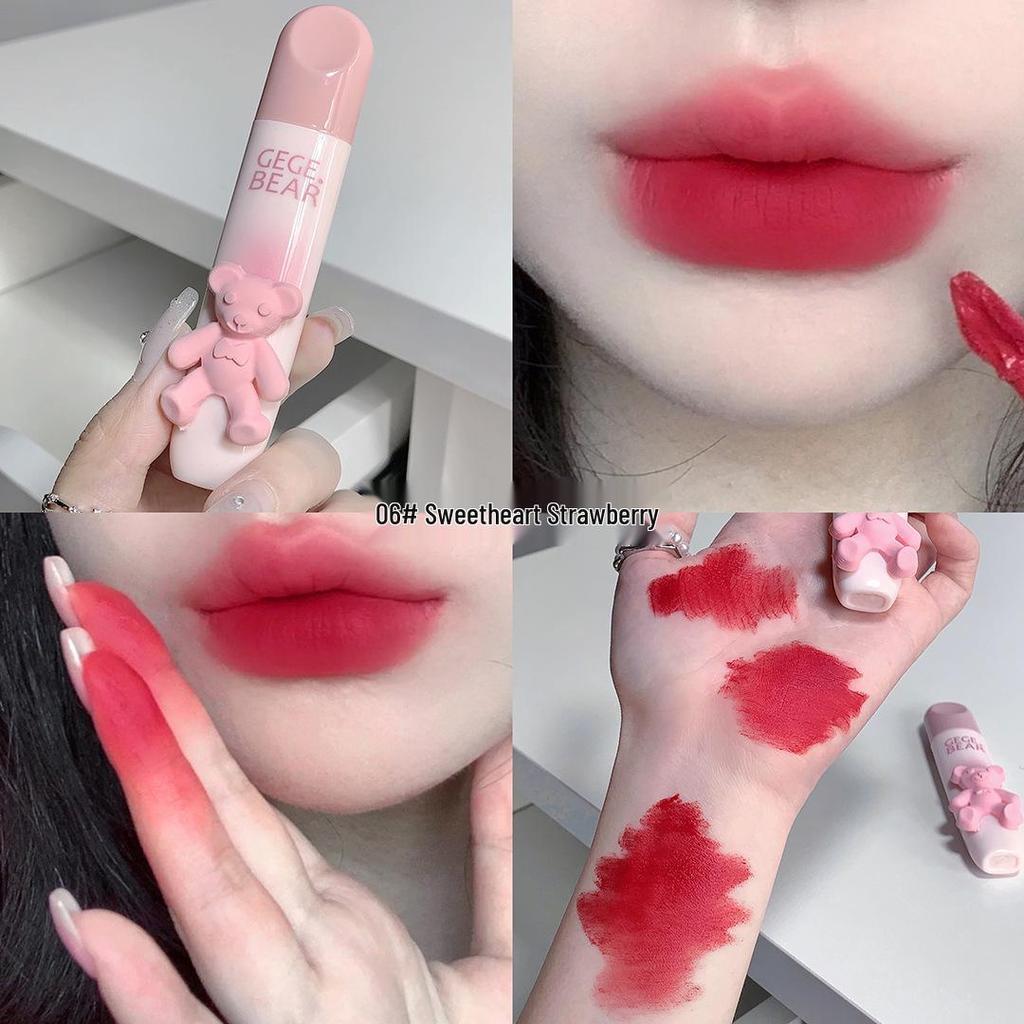 Gogo Bear Matte Lip Glaze – Soft Mist, Tender Color, No Makeup Look, Perfect for Student Parties