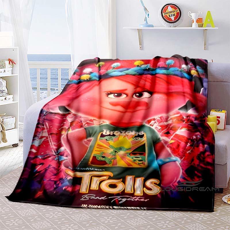 The Kawaii PoppyTrolls World Tour Themed Flannel Blanket Is Perfect for Kids, Teens, and Fans. It's a Great Bed Blanket or Sofa