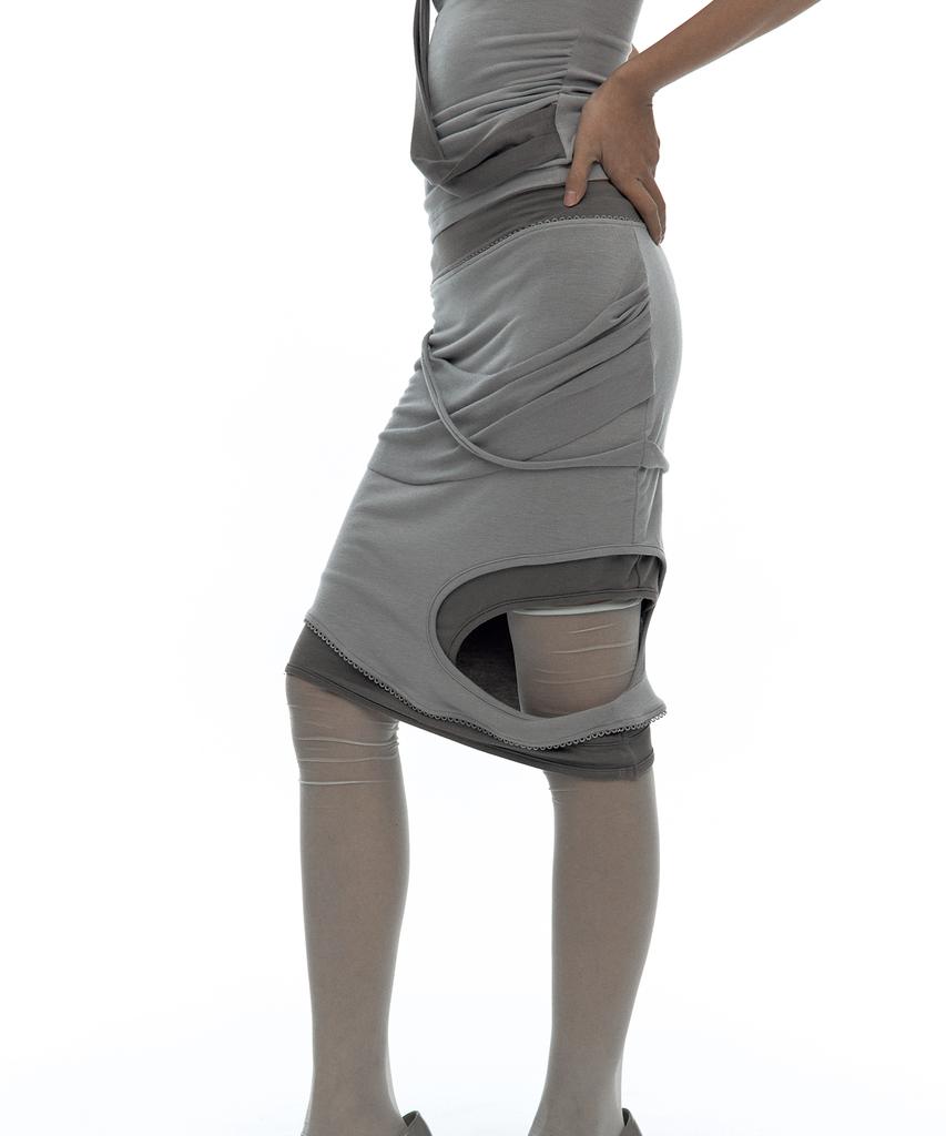 Kasiko Peek-A-Boo Strap Skirt Warm Gray