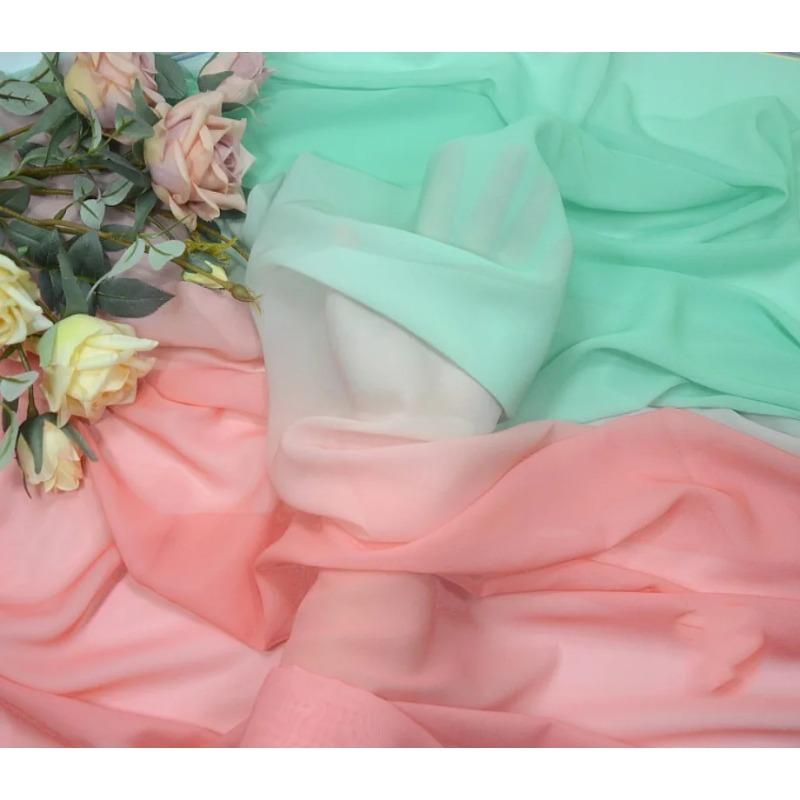 Gradient Color Organza Tulle Fabric 100D Chiffon Fabric for Diy Ancient Style Hanfu Dress Stage Dance Costume Drape Decor Craft