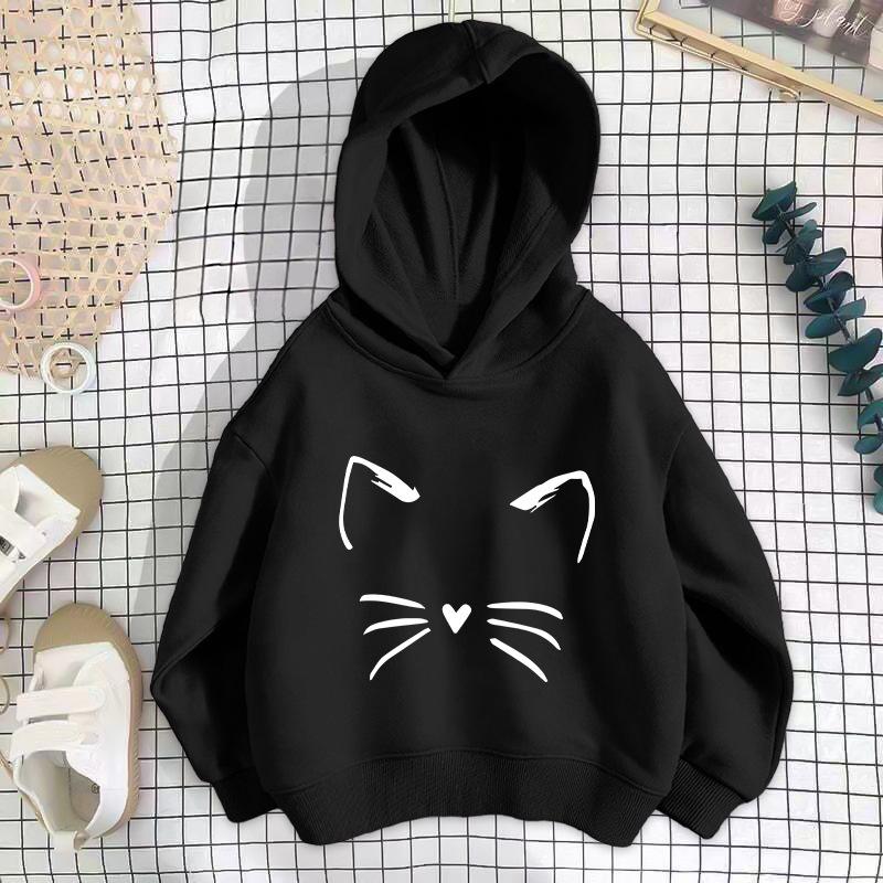 2026 Spring/Autumn Korean Style Girls' Printed Drop Shoulder Thin Hoodie