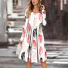 Women's Casual Fashion Sexy Comfortable Sundress Button Long Sleeves With Pockets Floral Print Dress
