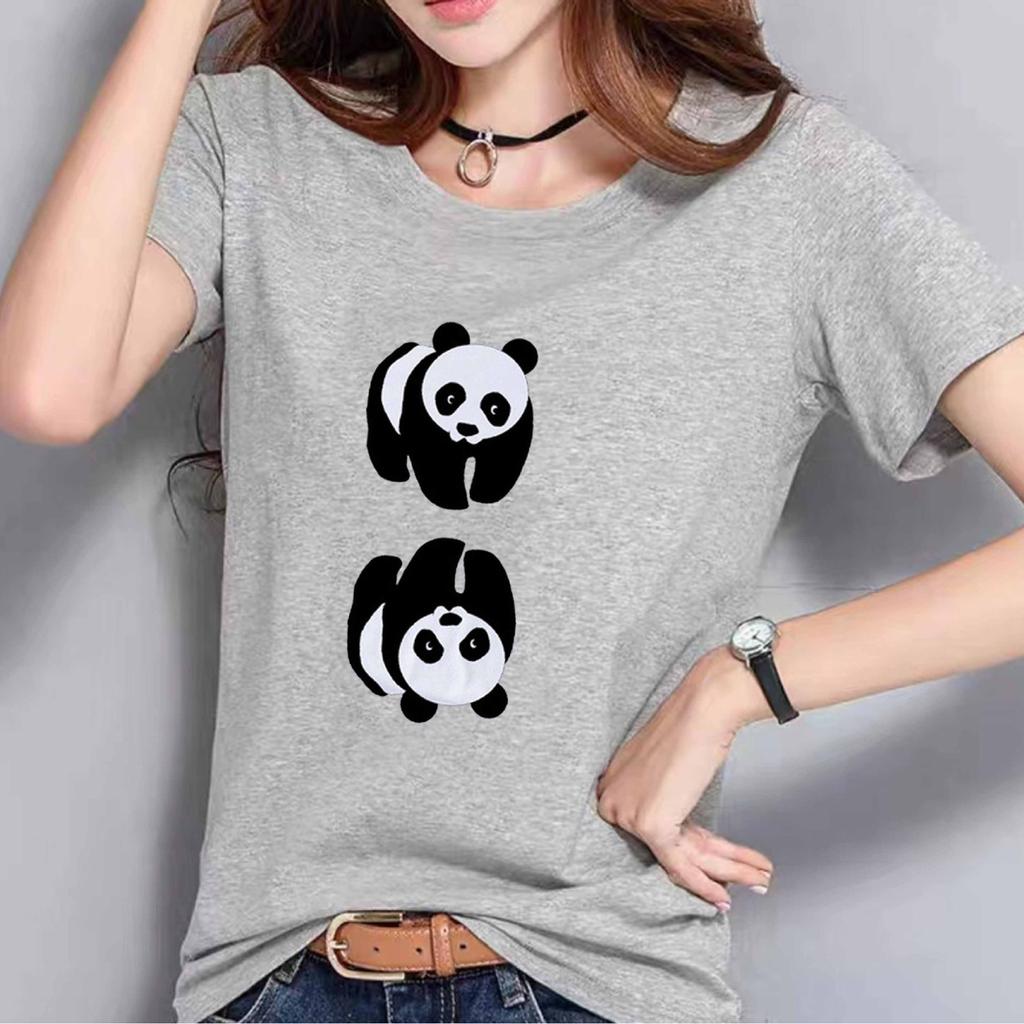New Kawaii Women's T-shirts 3D Panda Print Short Sleeve Top Summer Casual Black T Shirt Oversized Female Tee Streetwear 6XL
