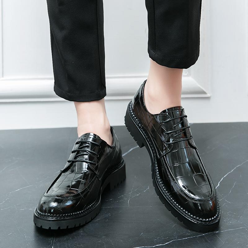 Fashion Men's Leather Shoes Designer Brand Party Nightclub Shoes Lace Up Casual Business Oxfords Point Toe Office Formal Fashion Trends