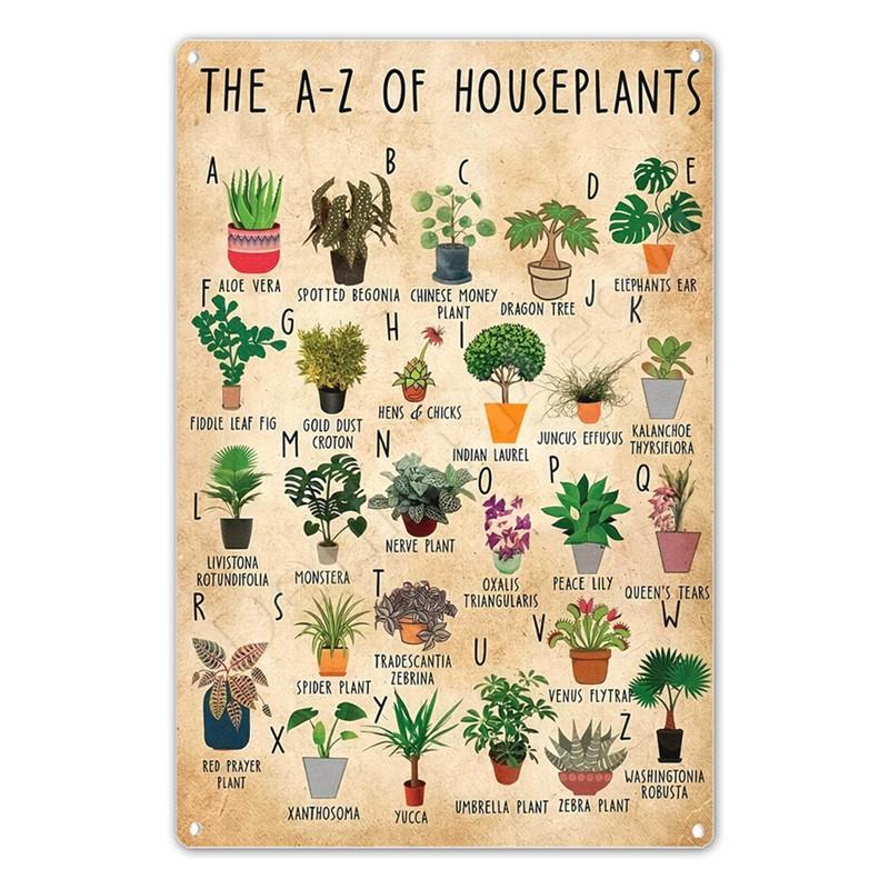 Vintage plechová cedule zahradnictví, retro cedule Funny Plants pro zahradu, venkovní nástěnná dekorace, cedule Home Sweet Home