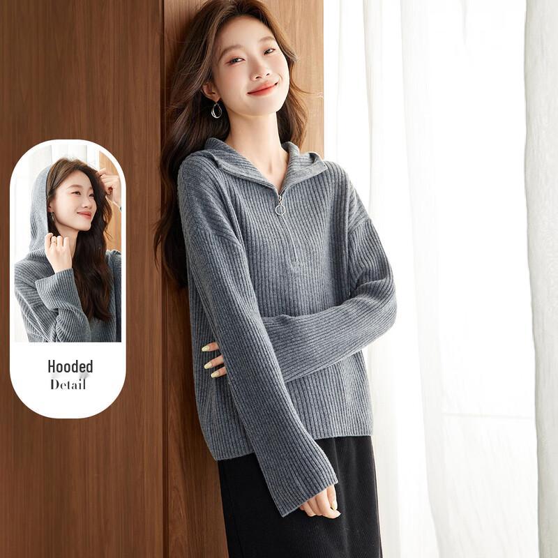 Srcr Women s 100% Wool Thick Hooded Sweater M