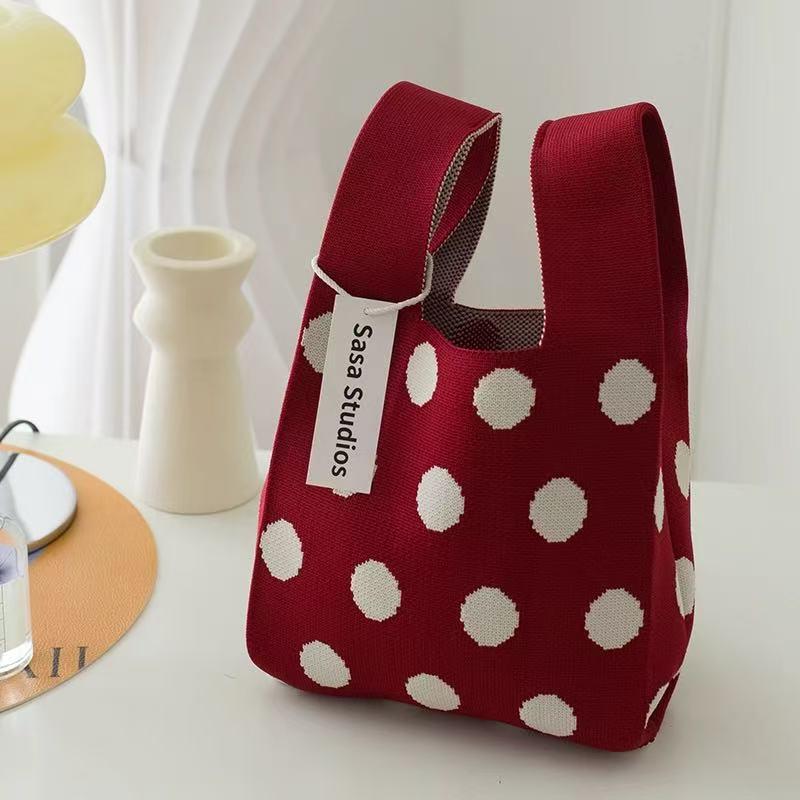 Spring Story Korean Style Knit Tote Bag with Cute Floral Design - Perfect Employee Souvenir