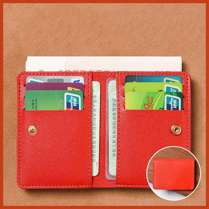 

Модный однотонный кожаный маленький кошелек для женщин, короткий простой женский кошелек с пуговицами, ультратонкая сумка для кредитных карт, кошелек для монет красный