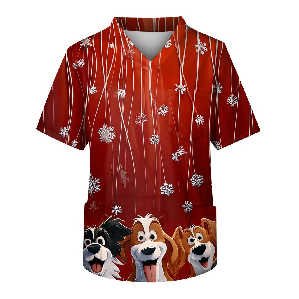 Pánská pracovní halenka s krátkým rukávem a výstřihem do V na hrudi