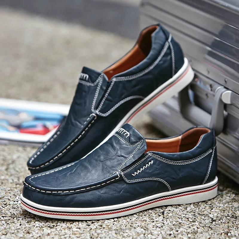 Trendy Men Casual Shoes Genuine Leather Business Office Shoe Men's Loafers Soft Soled Comfort Driving Shoes Moccasins Man Shoes