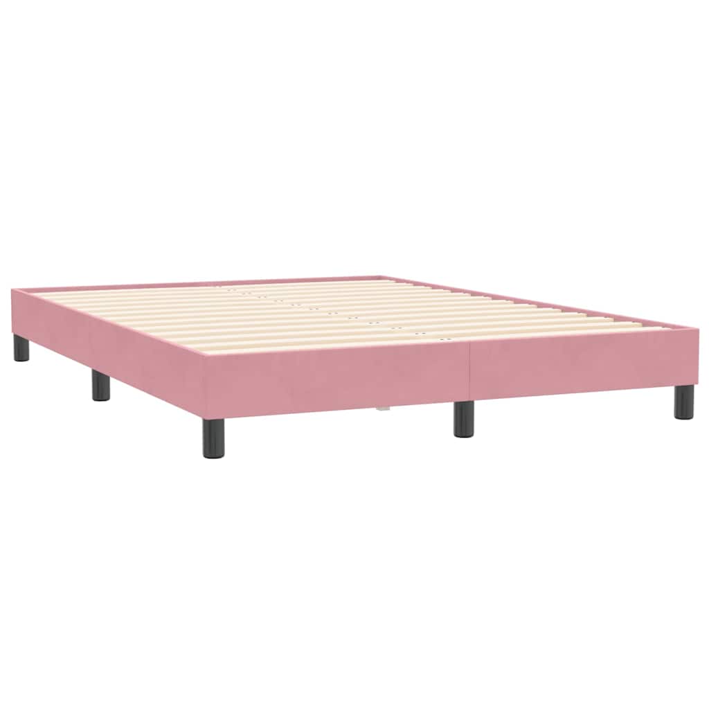 Box Spring Bed with Mattress Pink 160x210 cm Velvet