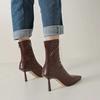 2025 New Autumn Winter Pointed Toe Women Ankle Boots Fashion Zipper Shoes Thin High Heel Women's Morder Short Booties