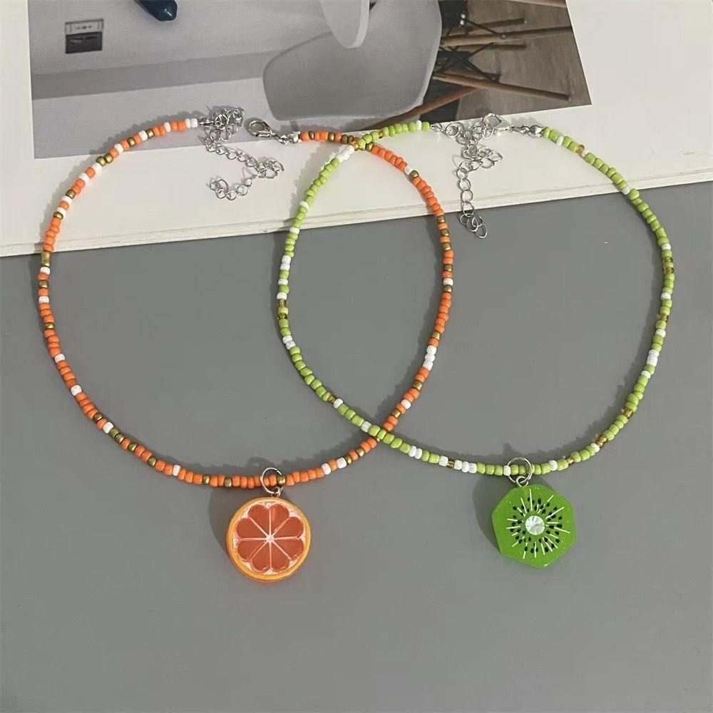 Handmade Fruit Pendant Necklace Bohemian Summer Necklace Cute Handmade Fruit Jewelry  Summer Wear