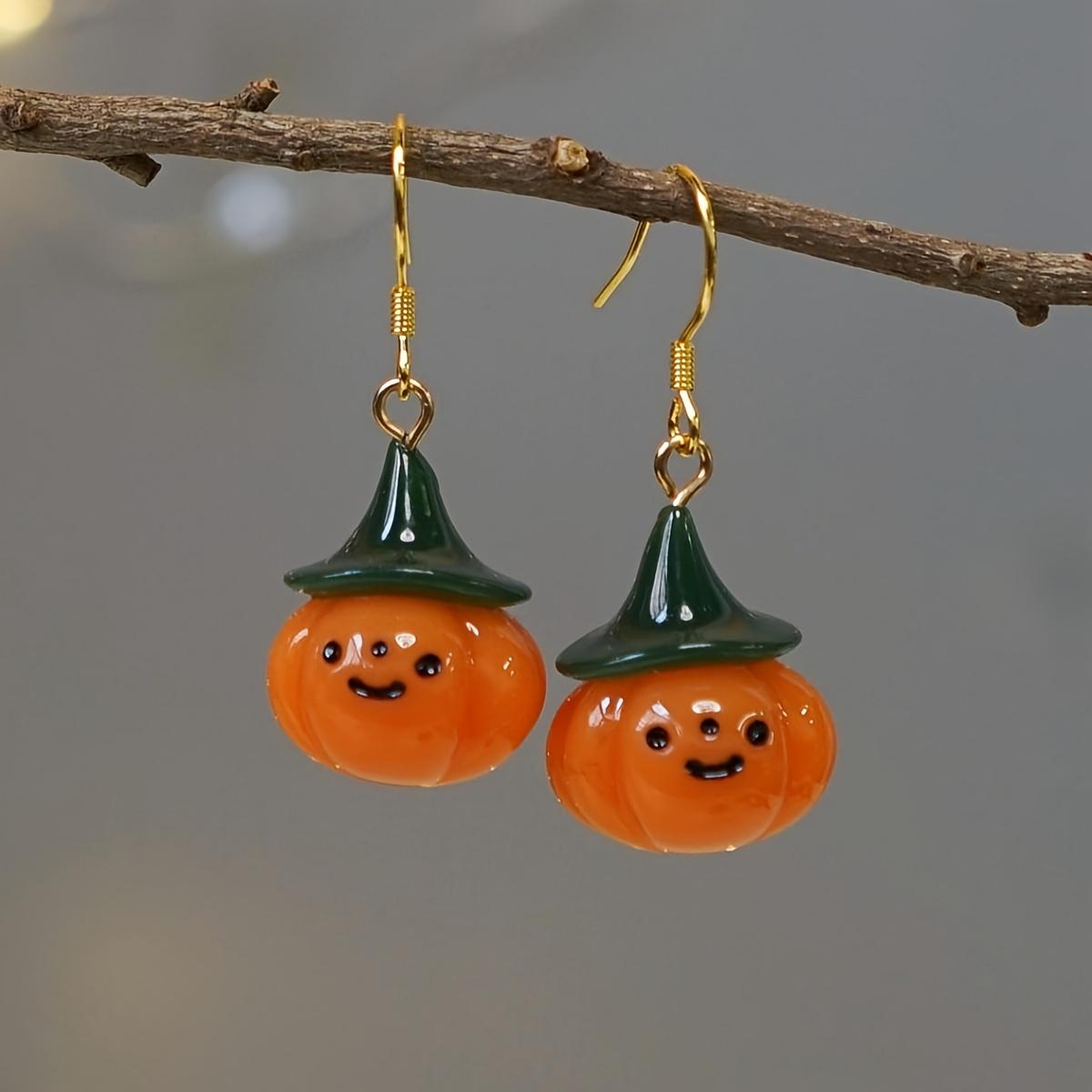 

1 Pair Halloween Pumpkin Earrings, Handmade Resin Pumpkin Earrings, Halloween Earrings, Holiday Jewelry, Cute Pumpkin Earrings WHITE