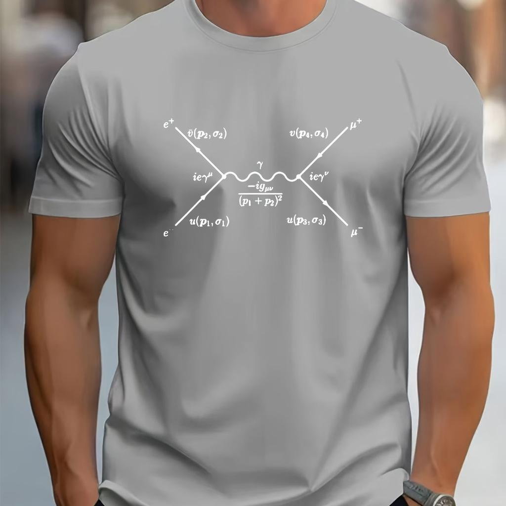 Men'S T-Shirt Made of Feynman Diagram Design Electron-Positron Annihilation Graph Black Casual Short Sleeve