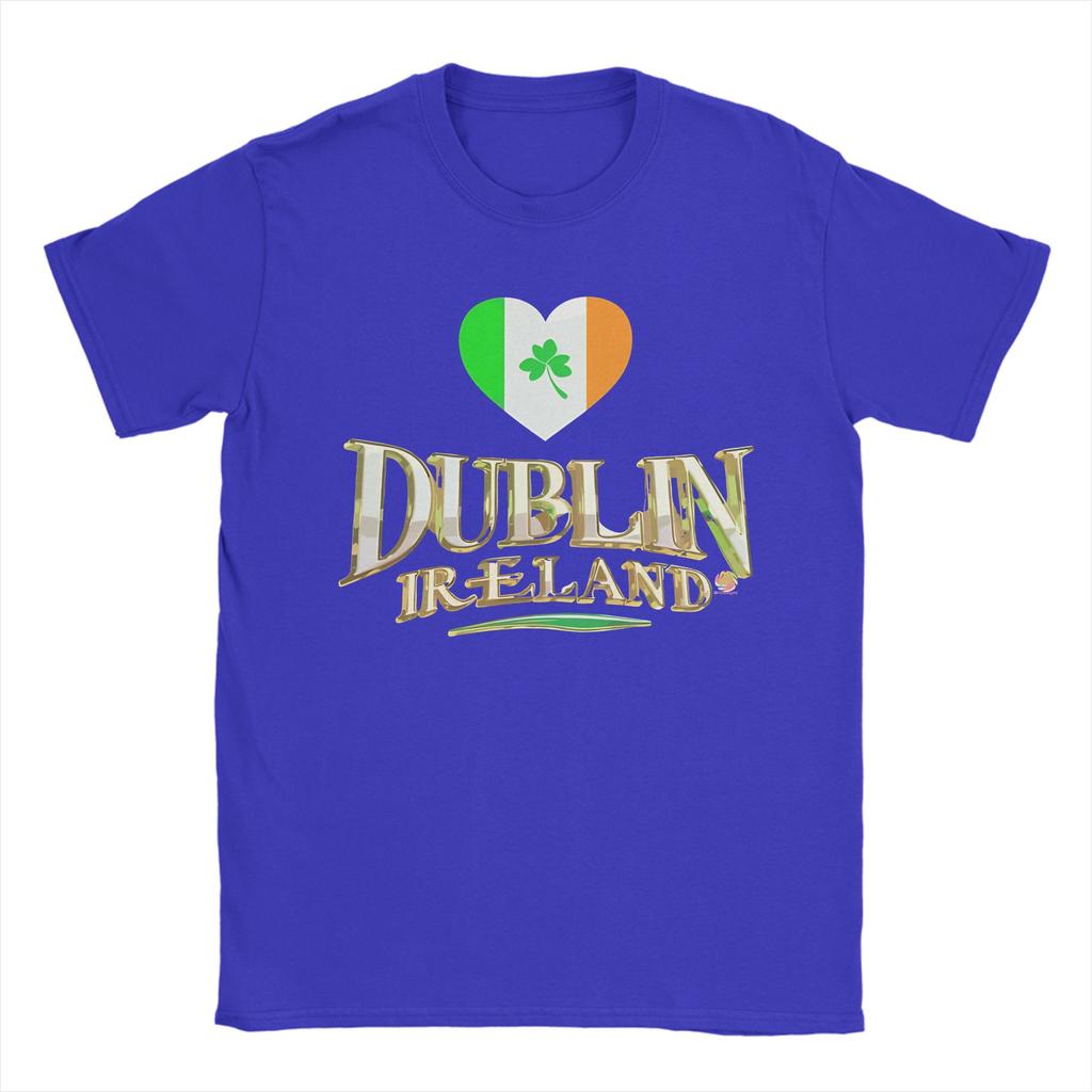 Dublin Ireland with Tricolour Love Heart T Shirt Summer Leisure T Shirts Unisexs Cotton O Neck Plus Size 5XL Tees Short Sleeve Tops