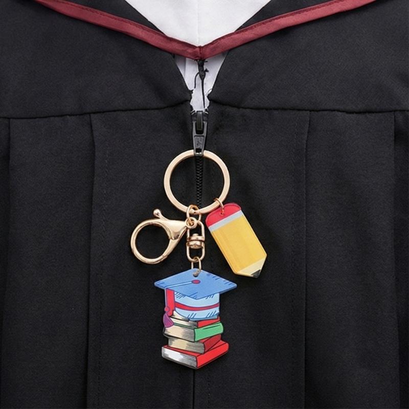 4PCS Playful Stationery And Pencil Shaped Keychains Perfect For Academic Celebrations And Student Incentives
