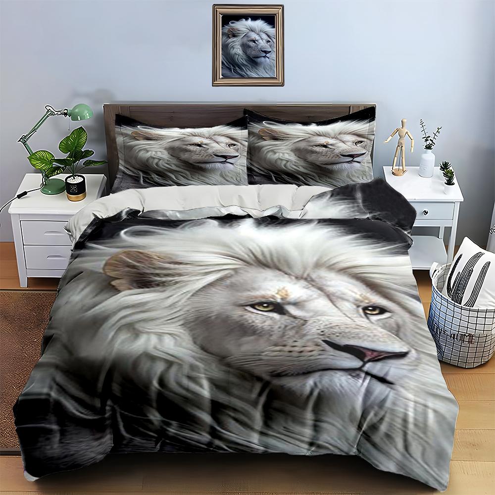 Majestic Lion Portrait. Bedding Duvet Cover Sets Duvet Covers Pillowcases Gifts (1 * Duvet Cover 2 * Pillowcases, Without Duvet Insert)