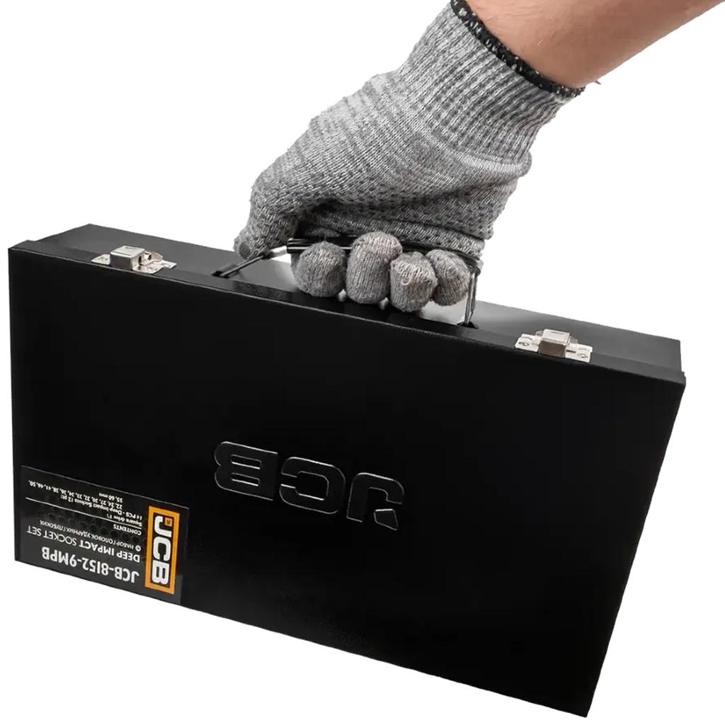 JCB 1" Cr-Mo 12-point Deep Impact Socket Set 14 Pieces