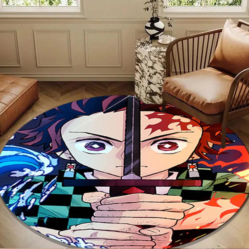 Anime Slayer Adventure  Round Rug for Livingroom,Bedroom, Palyroom, Chair Rug, Area rug, Circle Carpet, Large Size Fan Christmas gift