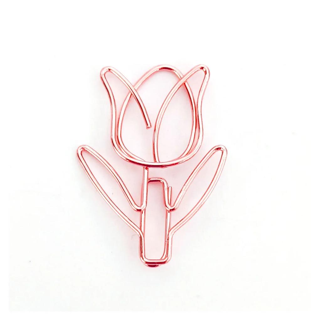 10PC Tulip Paper Clips Kawaii Notebook Planner Bookmarks Korean Stationery Tickets Photo Clips Office Supplies Bookmark Folder
