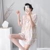 1011 New cotton and silk pajamas women's spring summer short-sleeved shorts printed suit cute fashion loungewear
