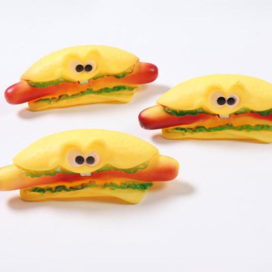 Dog Squeaky Toy Vinyl Chew Toys with Built-in Sound Realistic Burger, French Fries, and Hot Dog Toy for Interactive Play Teeth Cleaning and Anxiety