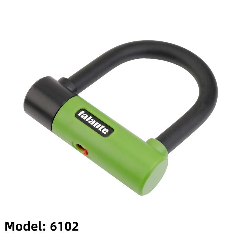 Anti Theft Convenient Motorcycle Accessories Security Lock Reinforced With Key Anti Theft Lock U-shaped Bicycle Motorbike Lock 6102 green