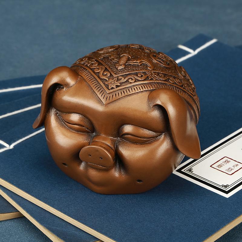 Red Copper Ornaments Zodiac Pig Mascot Birthday Gift Home Hallway TV Cabinet Decorations
