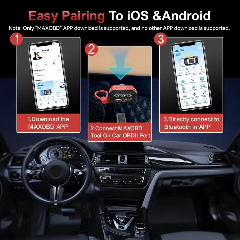 2026 KONNWEI KW906 OBD2 Car Engine System Diagnostic Tool Scanners Bluetooth5.0 for Android/IOS ELM 327 Code Reader Pic18F25K80