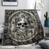 Skull Gothic Print Flannel Blanket, High Quality Comfortable for All Seasons, Home Decor, Warmth and Comfort, Perfect for Christmas Gifts102