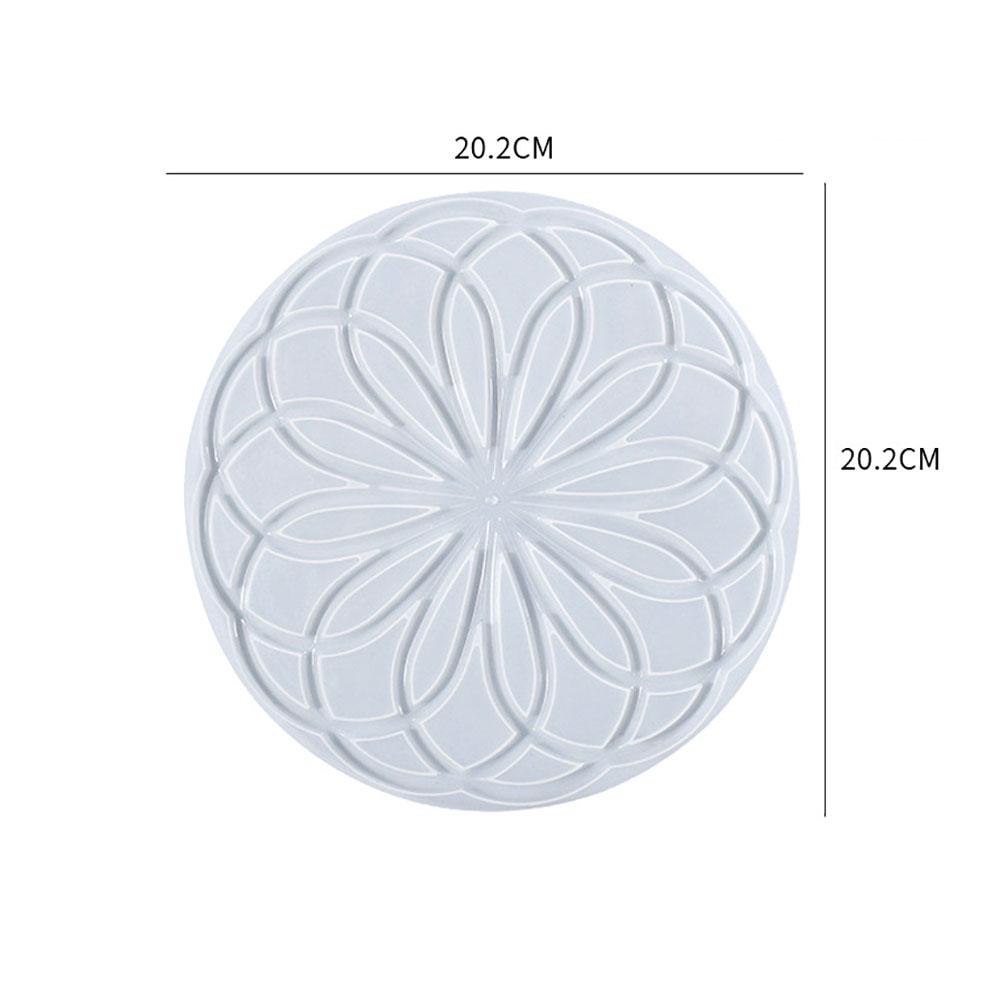 1PC DIY Round Epoxy Resin Mold Hollow Out Coaster Mandala Flower Tray Cup Mat Silicone Mould DIY Home Decor Making