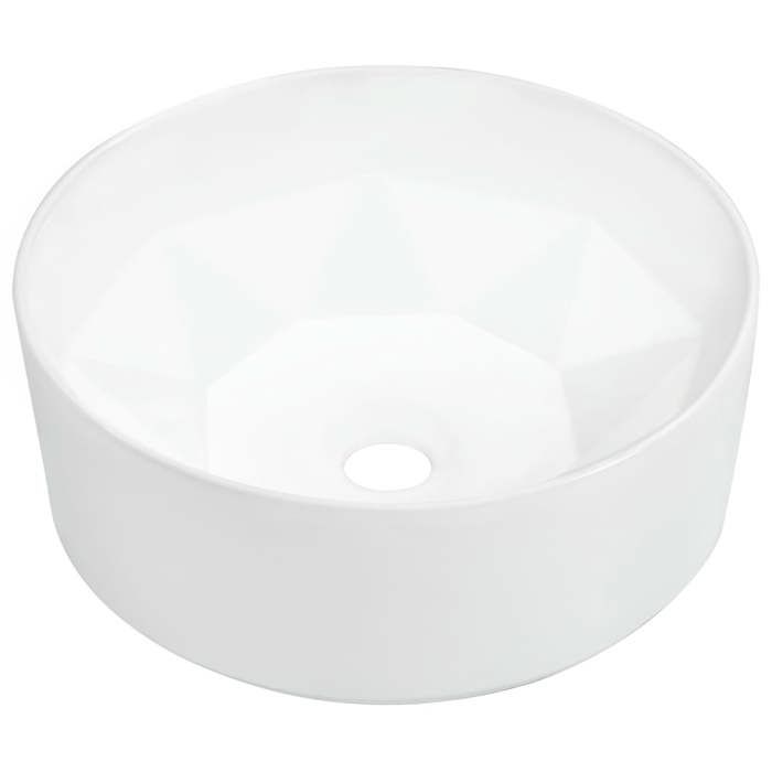 Lavabo - VIDAXL - 36x14 cm - Céramique - Blanc - Design de diamant