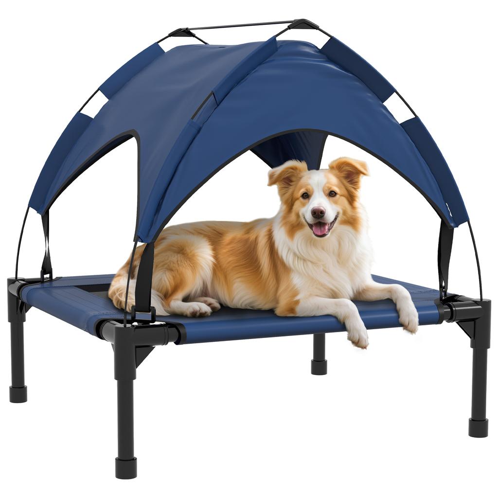 Cooling Raised Pet Bed W/ Washable Breathable Mesh, for Small Medium Dogs, 76 X 61 X 69.5cm - Dark Blue