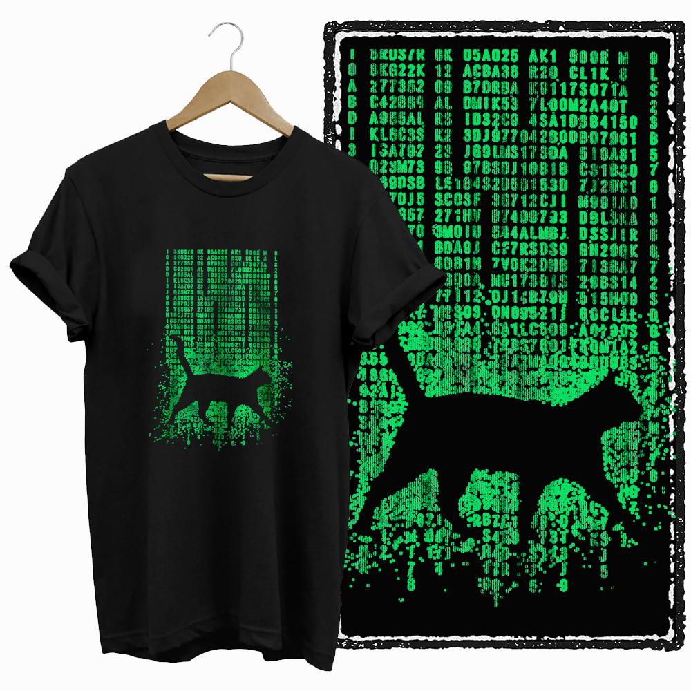 Summer Retro, Simple And Cool Cat Pattern Printed Short-Sleeved Cotton Loose And Breathable Casual Fashion Men's T-Shirt