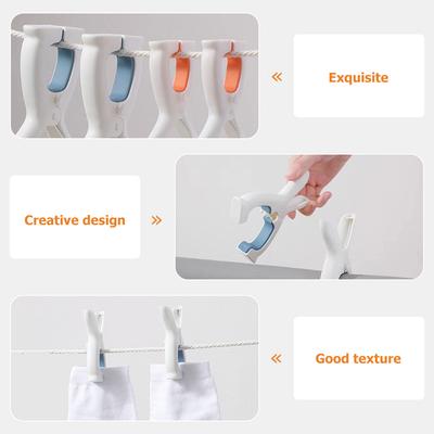 4pcs Plastic Clothes Clips Windproof Non-Slip Laundry Clips For Towel Quilt Socks Shirts Pants Underwear Lightweight Use