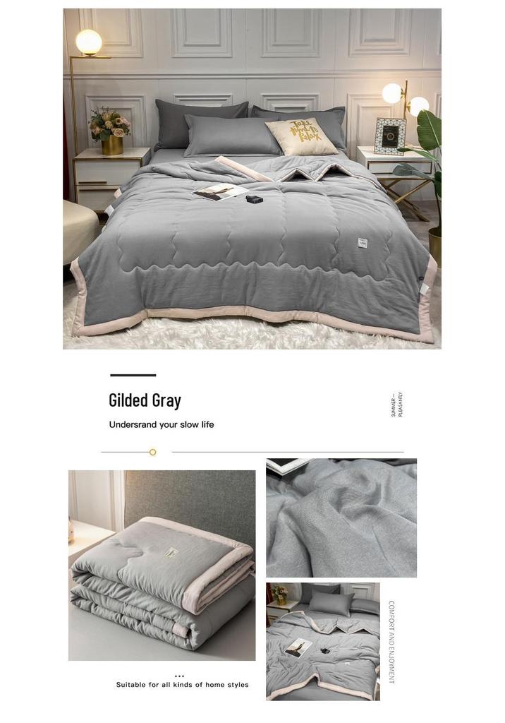Solid Color Cool Cotton Summer Blanket - Lightweight, Skin-Friendly Quilt