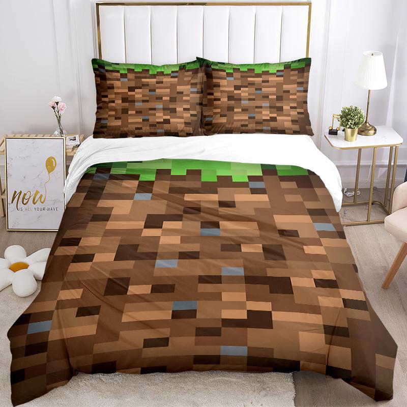 3pcs Minecraft Inspired Bedding Set-Perfect for Any Room, Ideal Gift for Fans & Travelers1202092a
